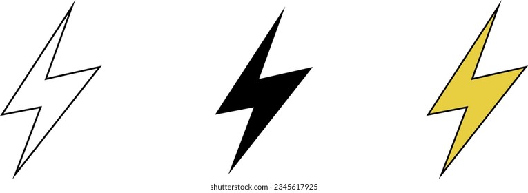 Lightning, electric power vector logo design elements. Energy and thunder electricity icons collection concept. Flash bolt sign in the circle. Vector ilustration