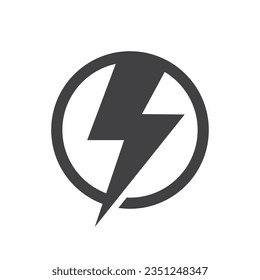 Lightning, electric power vector logo design element. Energy and thunder electricity symbol concept. Lightning bolt sign in the circle. Power fast speed on white background.