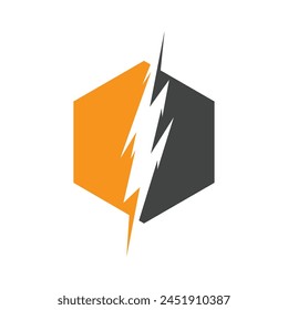 Lightning, electric power vector logo design element. Energy and thunder electricity symbol concept. Lightning sign in circle. Flash vector emblem template. Power logotype fast speed