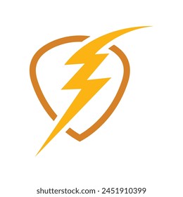 Lightning, electric power vector logo design element. Energy and thunder electricity symbol concept. Lightning sign in circle. Flash vector emblem template. Power logotype fast speed