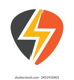 Lightning, electric power vector logo design element. Energy and thunder electricity symbol concept. Lightning sign in circle. Flash vector emblem template. Power logotype fast speed