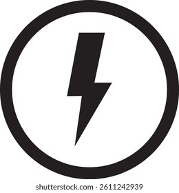 Lightning, electric power vector logo design element. Energy and thunder electricity symbol concept. Lightning bolt sign in the circle. Flash vector emblem template. Power fast speed logotype