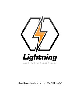 lightning, electric, thunder, logo design template