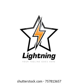 lightning, electric, thunder, logo design template