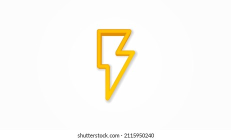 Lightning, electricity 3d realistic line icon. Vector top view illustration. color pictogram isolated on white background