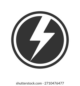 Lightning or electricity icon in circle shape isolated vector illustration on white background.