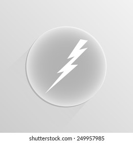 lightning and electricity icon on a white button with shadow 