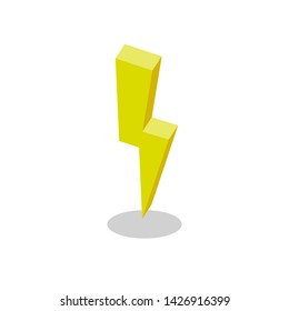 Lightning, electricity isometric flat yellow icon. 3d vector colorful illustration. Pictogram isolated on white background