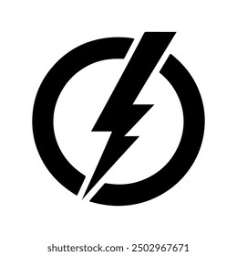 Lightning electricity power vector icon with modern design isolated on white background.