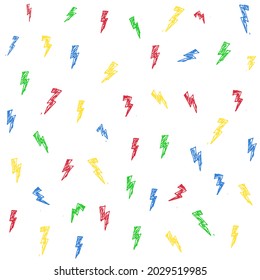 Lightning element doodle seamless pattern background. Flash illustration with hand drawn style. Cute vector design.