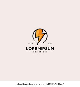 Lightning Emblem Label logo design vector