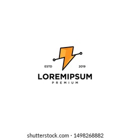 Lightning Emblem Label logo design vector