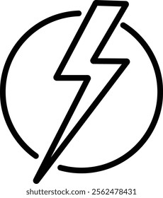 Lightning Energy Concept Icon with Editable Stroke Outline on White Background