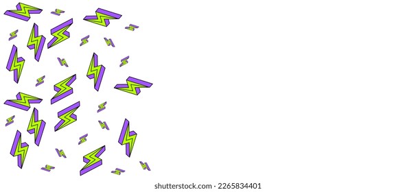 Lightning or energy sign pattern in retro style on white background. Abstract wallpaper with blank copy space for text or presentation. Modern horizontal background. Vector EPS 10