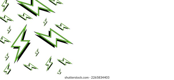 Lightning or energy sign pattern in retro style on white background. Abstract wallpaper with blank copy space for text or presentation. Modern horizontal background. Vector EPS 10