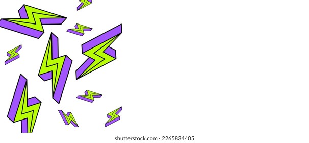 Lightning or energy sign pattern in retro style on white background. Abstract wallpaper with blank copy space for text or presentation. Modern horizontal background. Vector EPS 10