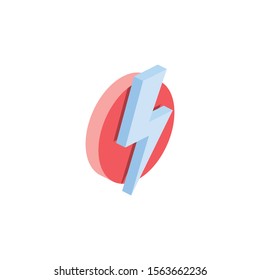 Lightning energy. Vector 3d isometric, color web icon, new flat style. Creative illustration design, idea for infographics.