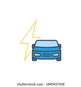 Lightning and EV vector modern colored icon - electric Car concept symbol