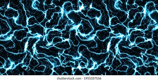 Lightning explosion pattern. Thunder sky thunder storm blast, ice cracs textured. Electric power burst energy bang background. Blue crack with light effect surface. Vector illustration.