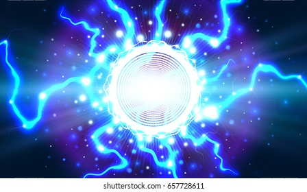 Lightning. A fantastic clot of energy. Explosion of electricity. Vector background.