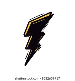Lightning. Fashionable print for a t-shirt. Hand drawn doodle vector