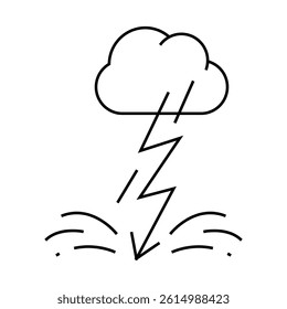 lightning fear line icon vector. lightning fear sign. isolated contour symbol black illustration