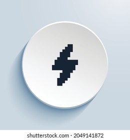 lightning fill pixel art icon design. Button style circle shape isolated on white background. Vector illustration