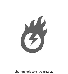 Lightning with fire icon vector