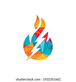 Lightning fire vector logo design template. Fire energy and voltage logo concept.