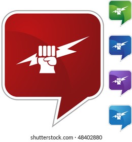 Lightning fist web button isolated on a background