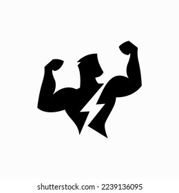 Lightning Flash Bodybuilder Logo Design