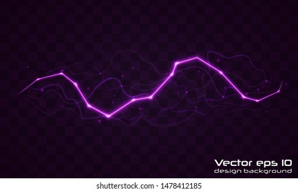 Lightning flash bolt. lightning Magic and bright light effects.  Vector realistic lightning rain weather thunderbolt on black transparent background. Neon color energy