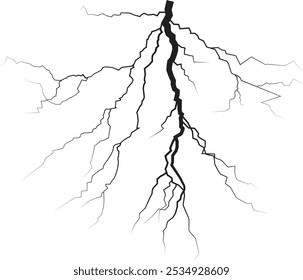 Efeito de relâmpago. Tempestade e relâmpagos. Silhueta de relâmpago isolada em fundo transparente