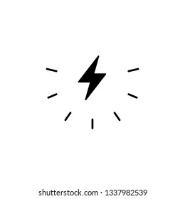 Lightning or flash icon with rays. Flash Vector illustration isolated on white background.