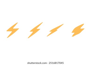 Ícone de flash relâmpago definido. Projeto de item meteorológico