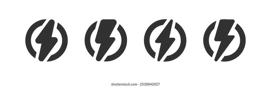 Icono de flash de relámpago. Tornillo de trueno. Señal eléctrica. Recargo rápido.