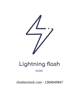 Lightning Flash Icon From User Interface Outline Collection. Thin Line Lightning Flash Icon Isolated On White Background.