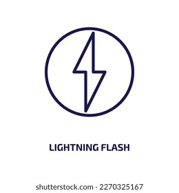 lightning flash icon from user interface collection. Thin linear lightning flash, simple, thunder outline icon isolated on white background. Line vector lightning flash sign, symbol for web and mobile