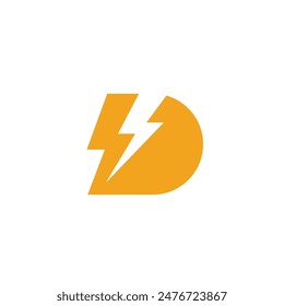 lightning flash initial letter d logo vector design template