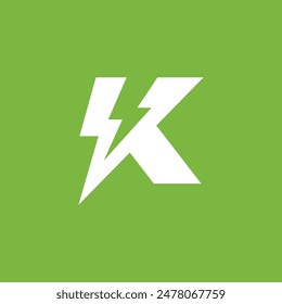 lightning flash initial letter k logo vector design template