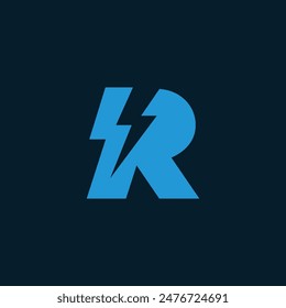 lightning flash initial letter r logo vector design template