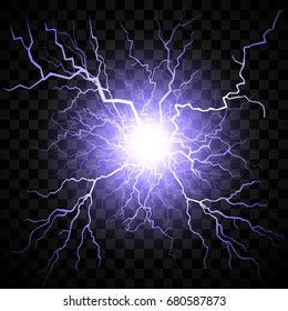 Lightning flash light thunder spark on transparent background. 