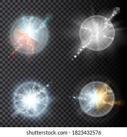 Un relámpago trueno relámpago choca con un fondo transparente.
Luces fractales de fuego y hielo, fondo de potencia de plasma
ilustración vectorial