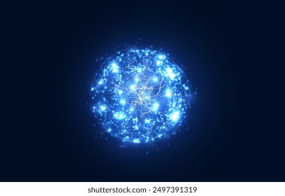 Lightning flash light thunder sparks on a transparent background.Fire and ice fractal lightning, plasma power background vector illustration. Lightning PNG.