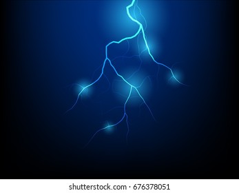 Lightning flash on a dark blue sky vector
