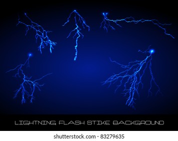 Lightning flash strike background set