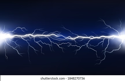 lightning with flashes on a dark background. vector illustration