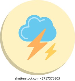 Lightning Flat Circle Style Icon
