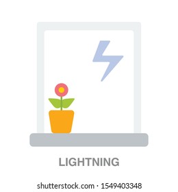 Lightning flat icon on white transparent background. You can be used lightning icon for several purposes.
