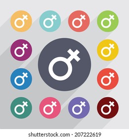 lightning, flat icons set. Round colorful buttons. Vector
